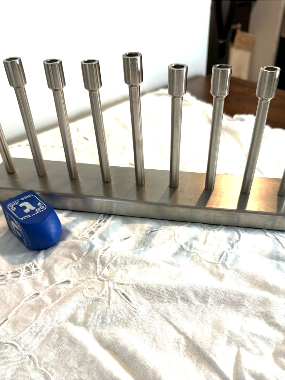 Stainless Steel Modern Menorah - Silver